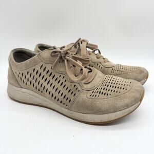 Dansko Women’s Charlie Perforated Suede Lace Up Comfort Sneaker Tan Size 39